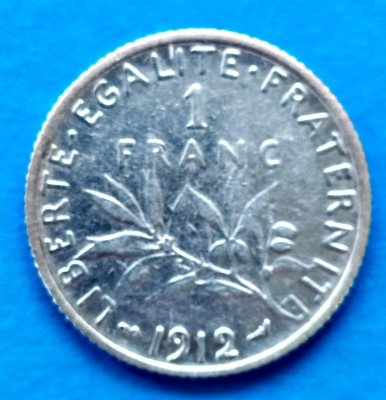 FRANTA 1 FRANC 1912 ARGINT STARE EXCELENTA foto