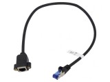 Prelungitor RJ45 S/FTP Cat6a Negru 0,5m