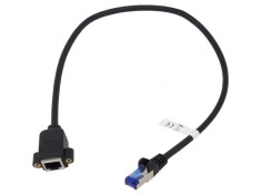 Prelungitor RJ45 S/FTP Cat6a Negru 0,5m