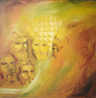 Mercea Ioan (Romanian, n.1945) Ulei pe p&amp;acirc;nză, Dimensiuni 100 x 100 cm foto