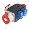 Distribuitor de curent trifazic MIXO CEE maxim 11kW intrare 5 poli 16A 400V iesire 5 poli 16A 400V, 5 poli 32A 400V si 2 prize schuko 230V IP44