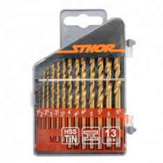 Set 13 burghie pentru metal Sthor 22300, dimensiune 1.5-6.5 mm, HSS Tin