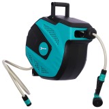 DURHAND Tambur cu Furtun de 15 m Retractabil cu 7 Moduri de Irigare și Kit de Montare, 44x22,5x41 cm, Negru | Aosom Romania
