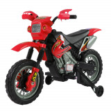 HOMCOM Motocicletă Electrică pentru Copii 3-6 Ani din Plastic cu Roți de Sprijin, Faruri și Muzică, 102x53x66 cm, Rosu și Negru