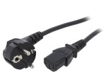Cablu de Alimentare CEE 7/7 &icirc;n unghi la IEC C13 1.5m Negru, QOLTEC
