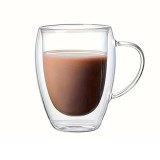 Cana pentru cafea, cu pereti dubli, 350 ml, transparenta, dimensiuni: 5 x 11.6 x 7.5 cm, Oem