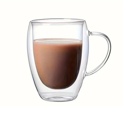 Cana pentru cafea, cu pereti dubli, 350 ml, transparenta, dimensiuni: 5 x 11.6 x 7.5 cm foto