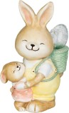 Decoratiune de Paste cu iepuras si pui, ceramica, 17,8x25,5x39 cm