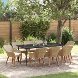 VidaXL Set de dining pentru grădină , 9 piese, Bej din Poly Rattan