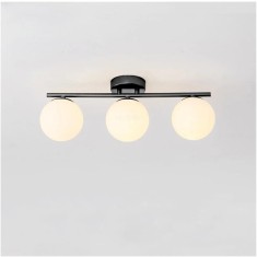Lustra culoare negru - cu Glob alb Moderna E27x3