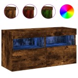 Cumpara ieftin Comoda TV de perete cu lumini LED, stejar fumuriu, 80x30x40 cm