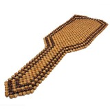 Husa Scaun Auto cu Bile Lemn Bambus, 127x38cm, Universala, Bej/Maro, Masaj, Antistres