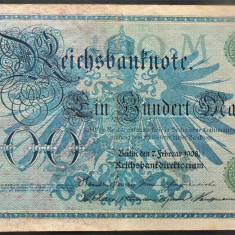 Bancnota istorica 100 MARCI / MARK - GERMANIA, anul 1908 *cod 729 A = excelenta