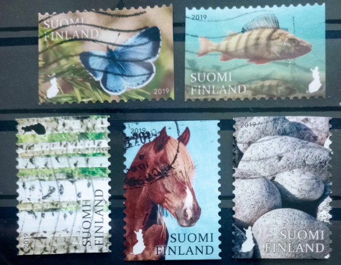 Finlanda 2019 fauna,fluturi,cai,pești, serie 5v stampilata