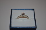 Inel Logodna Solitaire Aur Alb 18K, Diamant 0.14ct, Claritate VS1-VS2, Marimea 52, Franta