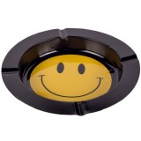 Scrumieră Metalică, Model Smile, Negru/ Galben, 14x2cm, Oem
