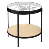 Masuta cafea Atmosphera Meca cu blat sticla si mecanism ceas decorativ, 50x51 cm, negru Household NewTrend