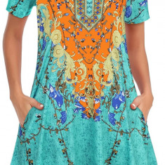 Femei Rochii de Vară Plajă Casual Tricou Plus Size Floral Mânecă Scurtă Loo