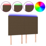 Cumpara ieftin Tablie de pat cu LED, maro inchis, 144x5x118/128 cm, textil