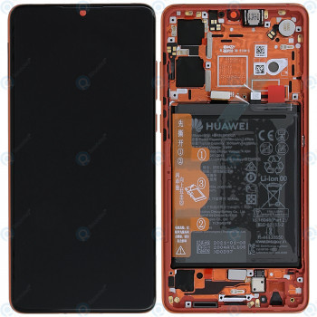 Huawei P30 Lite New Edition (MAR-L21BX) Capac frontal al modulului de afișare + LCD + digitizer + baterie chihlimbar sunrise 02354HRG