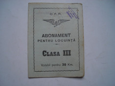 Abonament CFR clasa III, pentru locuinta, 1948 foto
