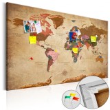 Cumpara ieftin Tablou din plută - World Map: Brown Elegance [Cork Map] 120x80 cm