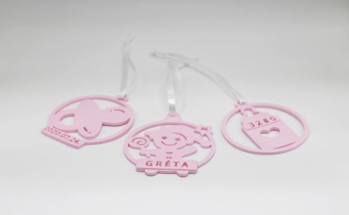 Set Ornament de brad personalizat cu nume - Baby girl - 3 buc
