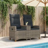 vidaXL Bancă reclinabilă cu masă Gri și gri &icirc;nchis 126 x 65 x 112 cm 42026814
