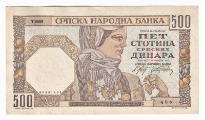 SERBIA 500 DINARI NOIEMBRIE 1941 STARE EXCELENTA foto