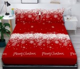 Husa De Pat De Craciun Weihnachten Cr040, Bumbac, 3 Piese, Cu Elastic, Rosu