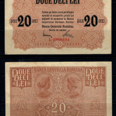 Romania 1917 - 20 lei, ocupatia germana, circulata
