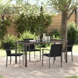 vidaXL Set de masă pentru grădină 5 pcs Negru Rattan poli