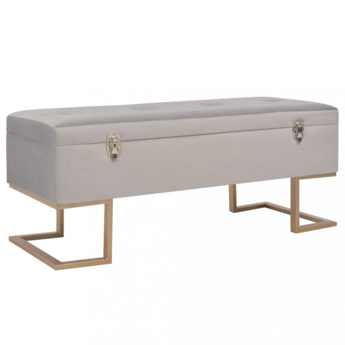 Gossi bancheta cu un compartiment de depozitare gri 105 cm catifea