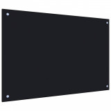 VidaXL Panou antistropi de bucătărie, negru 90x60 cm sticlă securizată