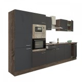 Mobilier de bucătărie Yorki 330, corp din stejar Yorki, cu fațadă antracit cu finisaj satinat și dulap cu rafturi, fără blat de lucru