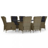 Set mobilier de gradina, 7 piese, maro, poliratan