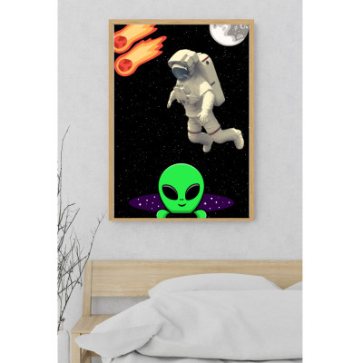 Tablou pentru camera copii Astronaut in spatiu A4 foto