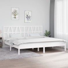 vidaXL Cadru de pat, alb, 200x200 cm, lemn masiv de pin 3104019