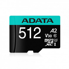 Micro secure digital card adata 512gb ausdx512gui3v30sa2-ra1 clasa 10 cu adaptor sd (pentru telefon) foto
