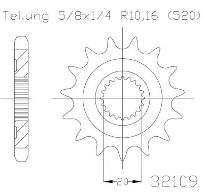 Pinion fata 13 dinti pas lant 520 &amp;ndash; Gas Gas EC 250 - 300 - 450 F (14-16) - Yamaha YZ 125 (05-18) - WR 250 (01-18) - WR 250 R (08-15) foto