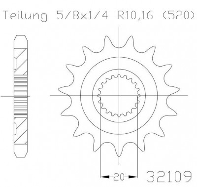 Pinion fata 13 dinti pas lant 520 &amp;ndash; Gas Gas EC 250 - 300 - 450 F (14-16) - Yamaha YZ 125 (05-18) - WR 250 (01-18) - WR 250 R (08-15) foto