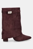 Answear.LAB botine culoarea bordo, cu toc drept, izolare usoara