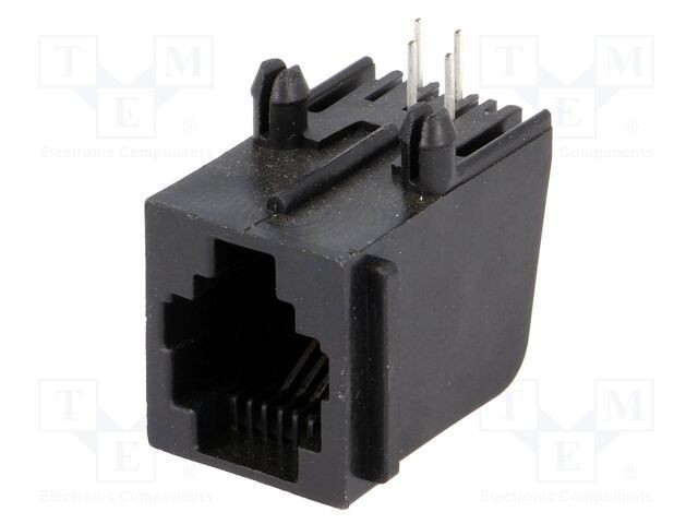 Conector TE Connectivity RJ11 4 pini Cat 3 ecranat cu blocare panou pentru PCB