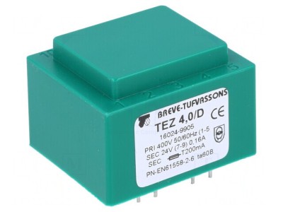 Transformator &amp;icirc;ncapsulat 4VA 400VAC 24V PCB foto