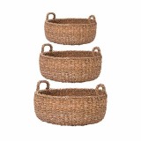 Set 3 cosuri din iarba de mare pentru depozitare cu maner L