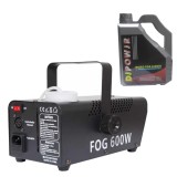Set masina de fum, 600 W si lichid 4.5 l, DEPOX&reg;, LED, jocuri de lumini, Wireless, negru