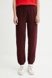 American Vintage pantaloni de trening culoarea bordo, uni, IZU05B