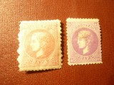 2 Timbre Serbia 1869 Rege Milan IV 25 si 40para, Nestampilat