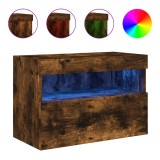 Cumpara ieftin Comoda TV de perete cu lumini LED, stejar fumuriu, 60x30x40 cm