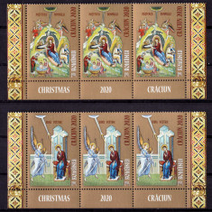 RO 2020 , LP 2306 ,"Craciun 2020 ", straif de 3 din minicoli+tabs (3 serii) MNH